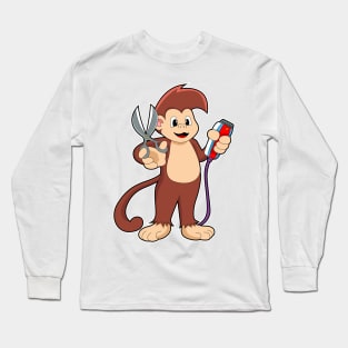 Monkey as Hairdresser with Scissors & Razor Long Sleeve T-Shirt